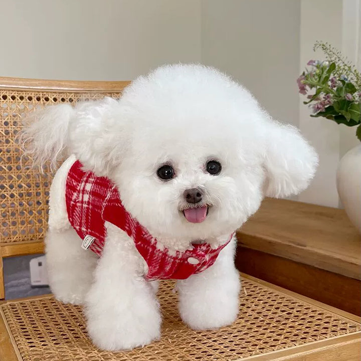 Pet Clothes Fall and Winter New Arrival Fleece-lined New Year Vest Coat Teddy Bichon Dog Cat Traction New Year Clothes