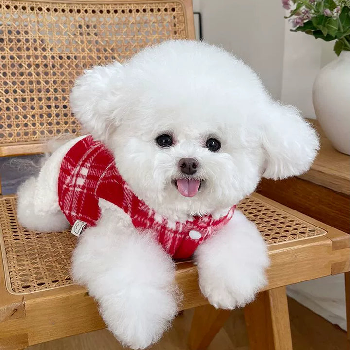 Pet Clothes Fall and Winter New Arrival Fleece-lined New Year Vest Coat Teddy Bichon Dog Cat Traction New Year Clothes