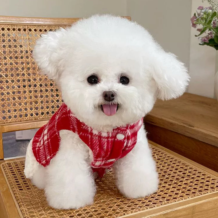 Pet Clothes Fall and Winter New Arrival Fleece-lined New Year Vest Coat Teddy Bichon Dog Cat Traction New Year Clothes