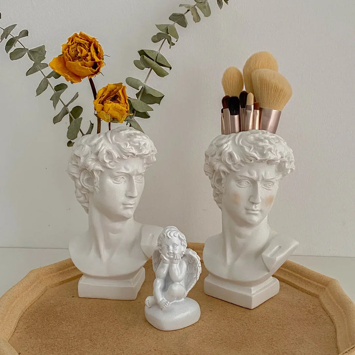 Resin David Vase Face Head Interior Decorative Flowerpot