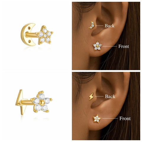 Earring S925 Sterling Silver Double-sided Wear Piercing  for Women